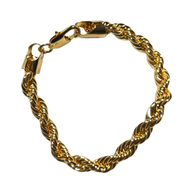 18K Gold Layered Basic Bracelet - Rope Design - Picture 1 of 4